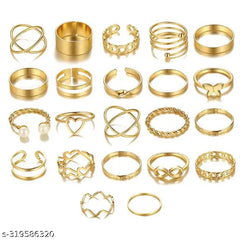 Gold Plated Stackable Rings Set - 22 Contemporary Designs