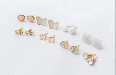 Gold-plated trendy earrings and studs combo set for women, 8-piece collection