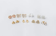 Gold-plated trendy earrings and studs combo set for women, 8-piece collection