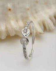 Elegant Platinum Plated Adjustable Couple Rings - Crystal & Silver