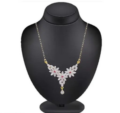 Princess gold-plated fancy Mangalsutra set with Cubic Zirconia stones, 18-inch adjustable design