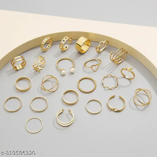 Gold Plated Stackable Rings Set - 22 Contemporary Designs